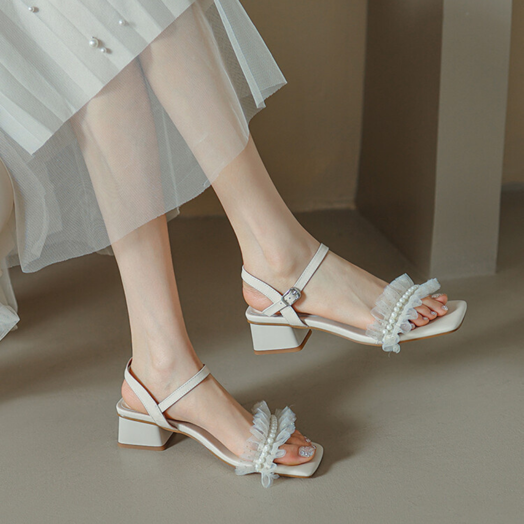 tulle low heel sandals lf3248