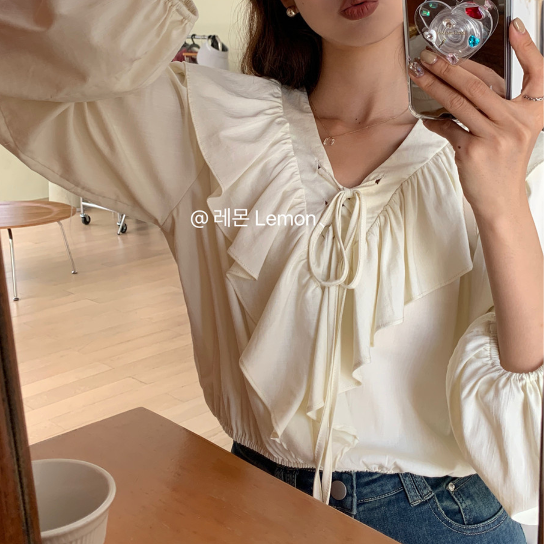 french ruffle shirt lf2693