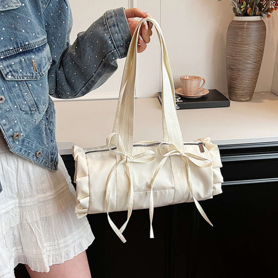 tube-shaped ribbon frill bag lf3232【即納】
