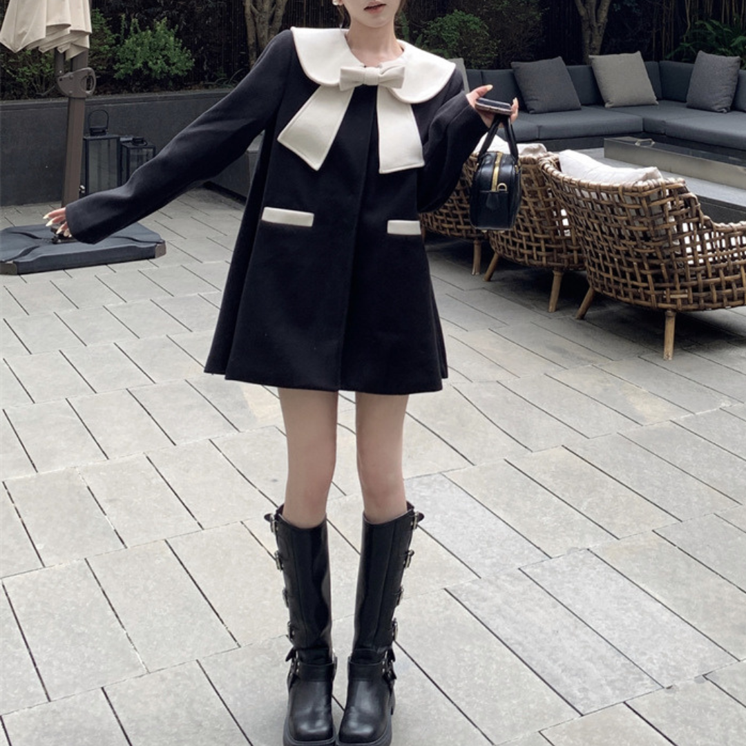 ribbon color black coat lf2681