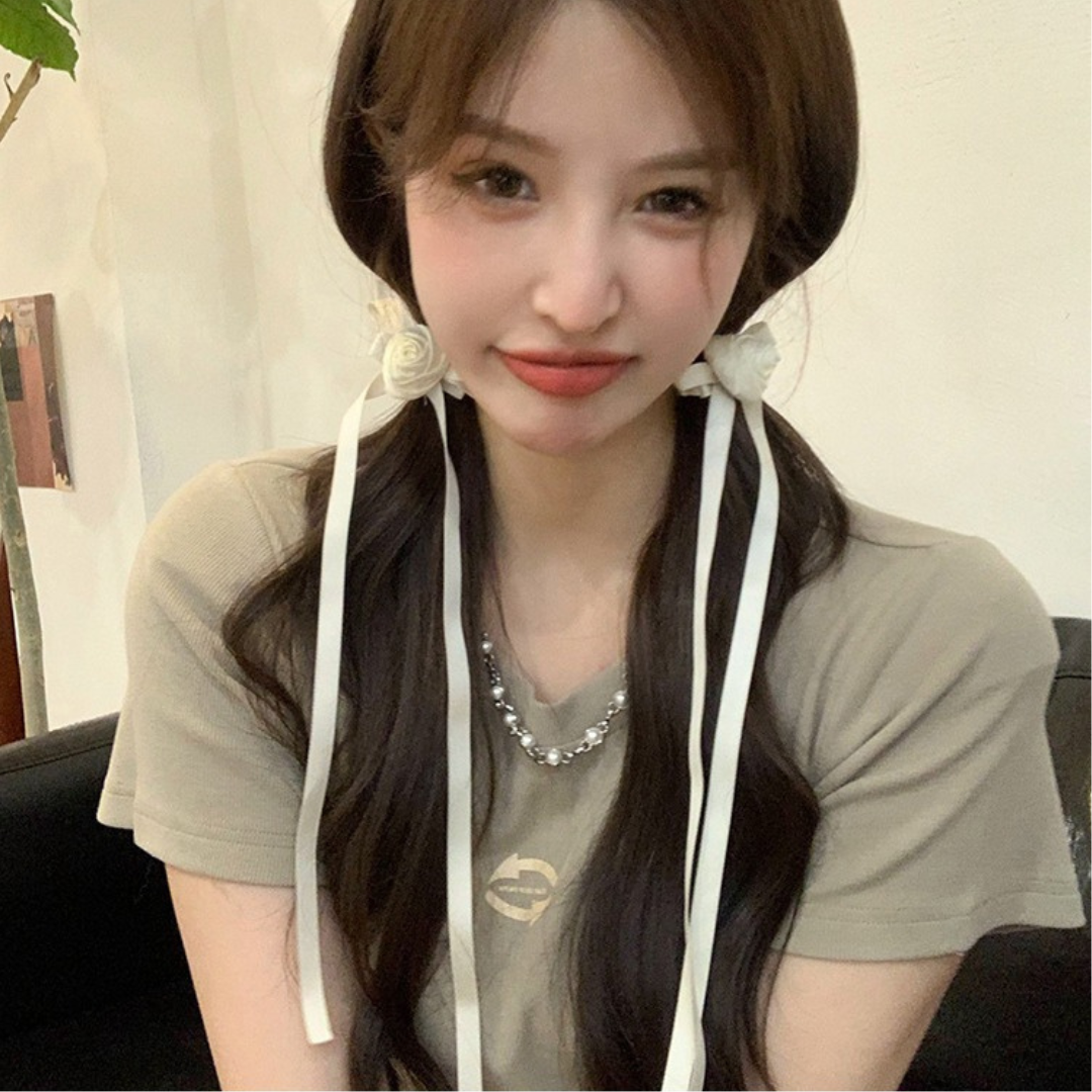 rose ribbon hair clip lf2581