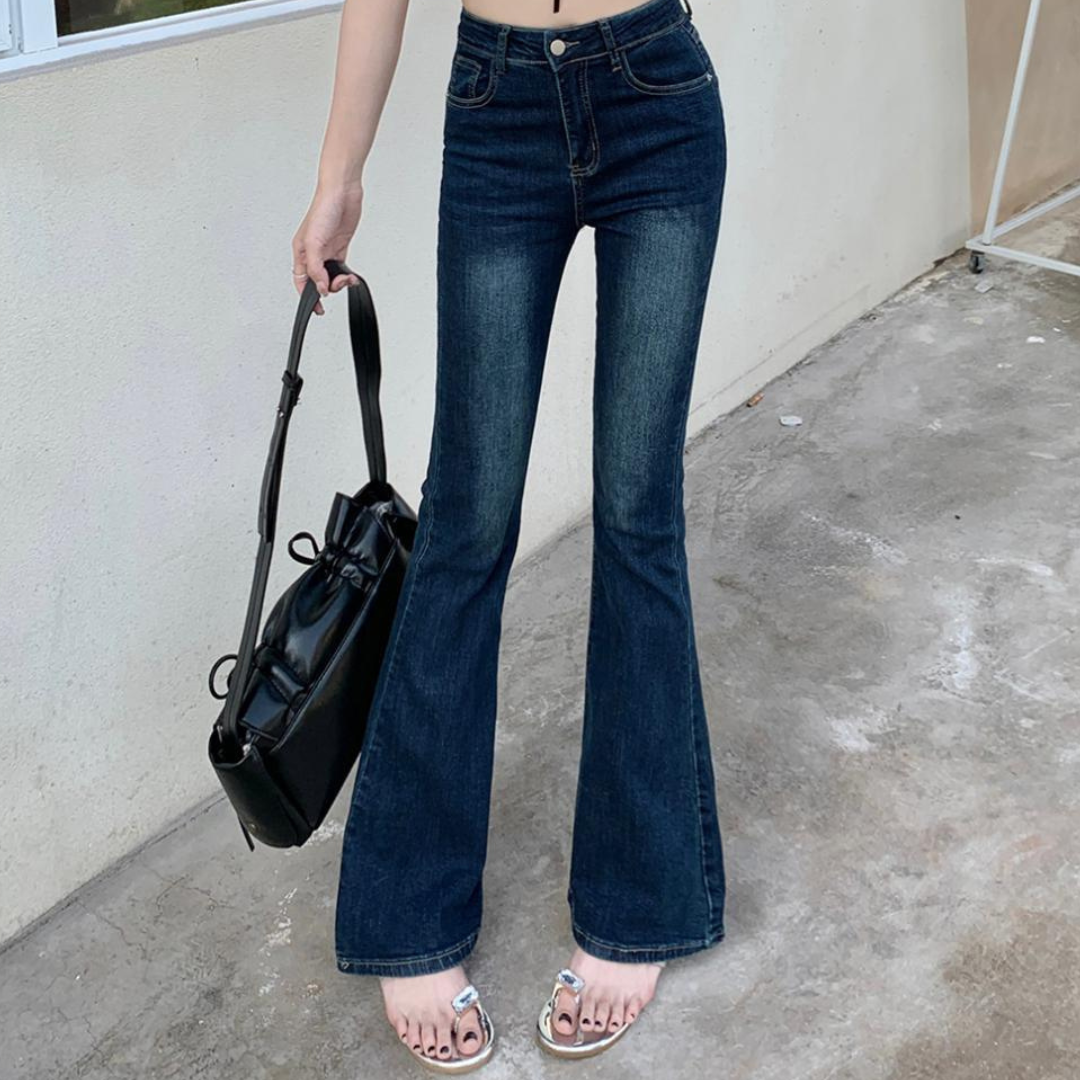 ribbon embroidery flare denim lf3234
