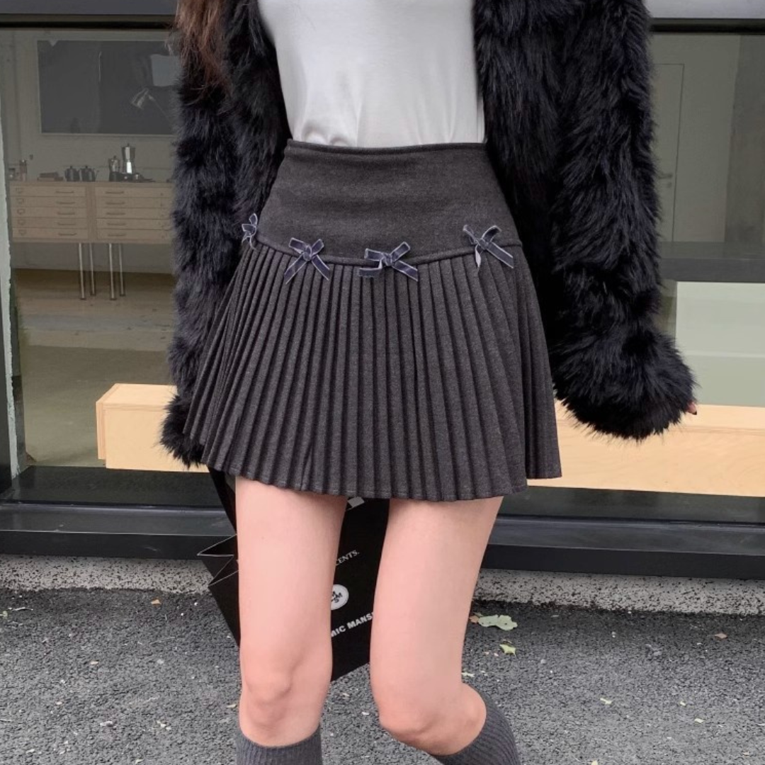 small ribbon pleated skirt lf2976