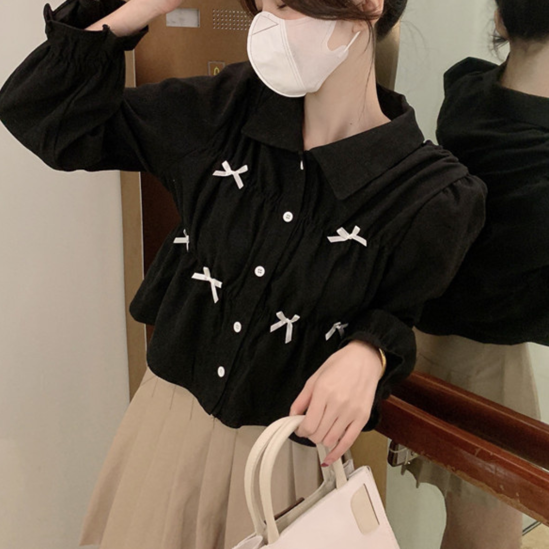 ribbon gathered shirt lf2990