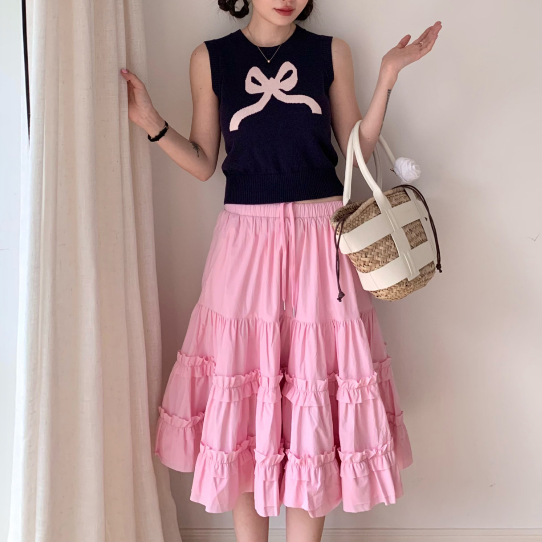 ribbon design sweater vest lf3009