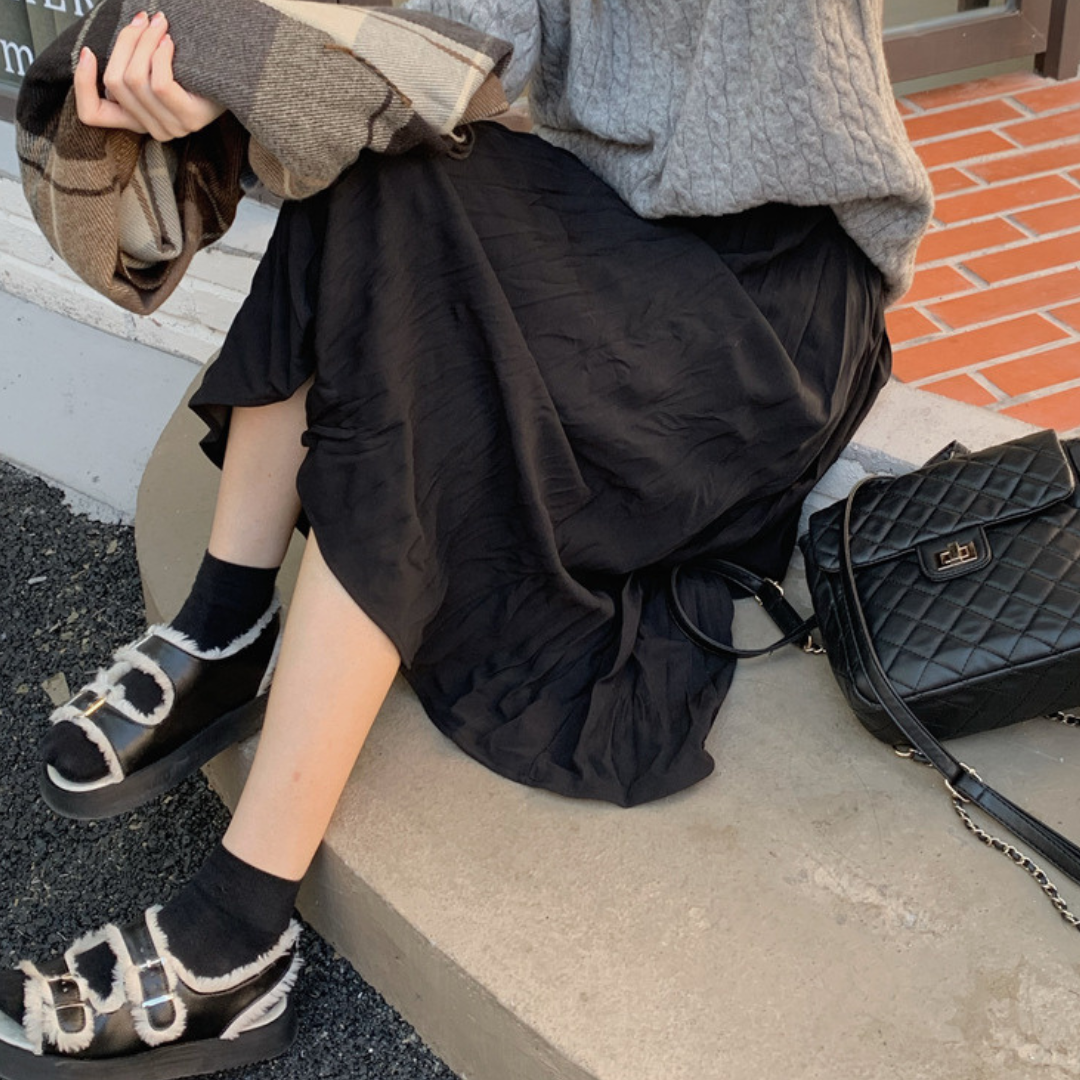 slim pleated skirt lf2611