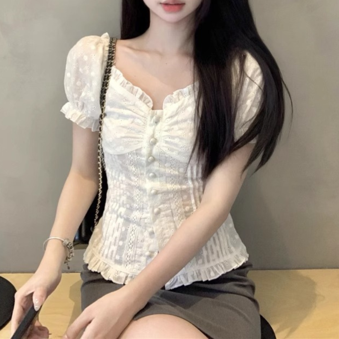 【即納】girly tight lace shirt lf3231