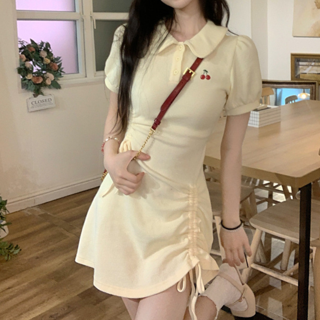polo collar short sleeve onepiece lf3292