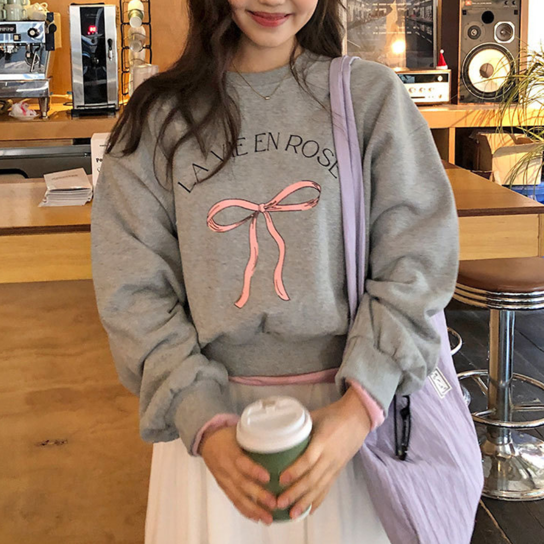 ribbon touch sweatshirt lf2955