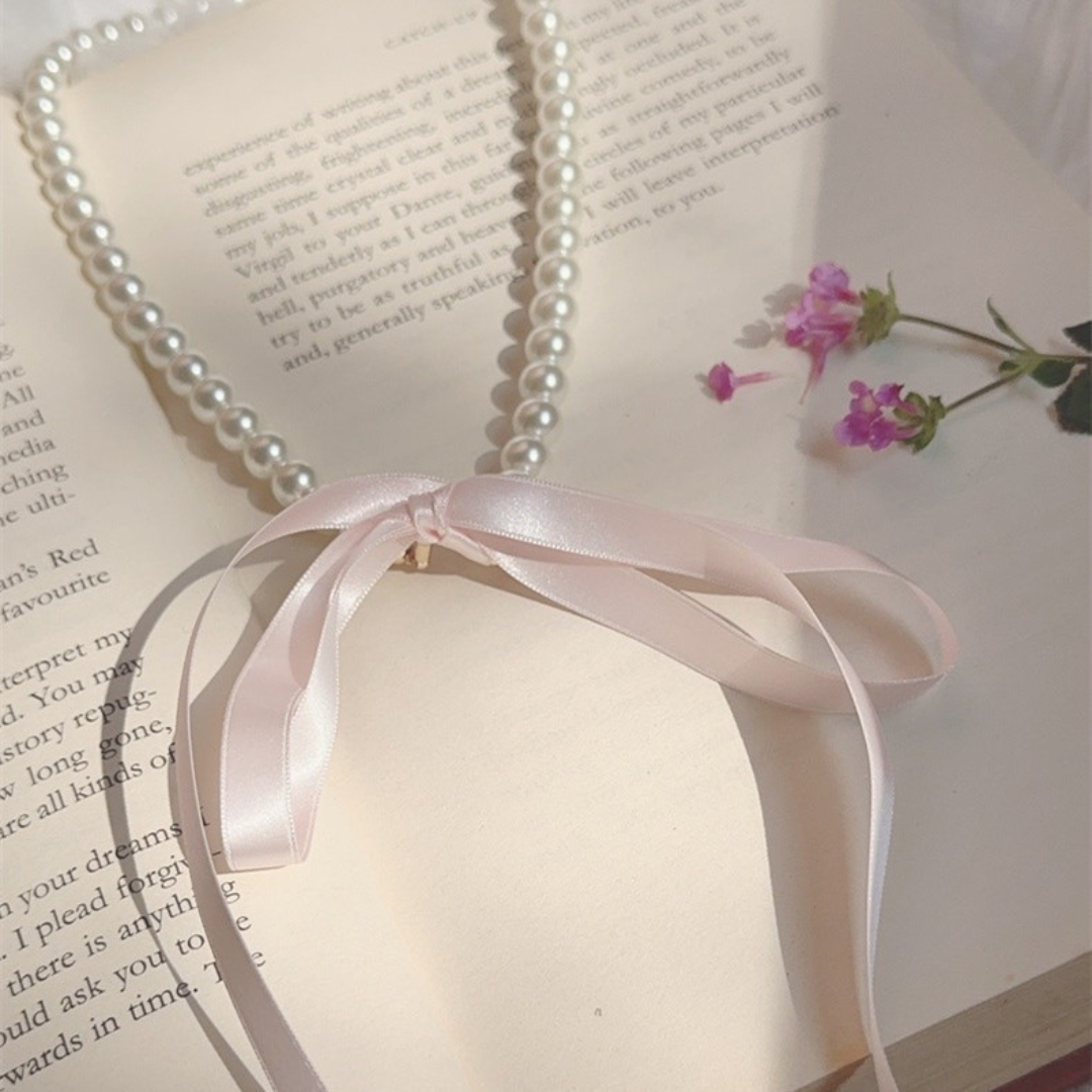 pearl ribbon choker lf2631