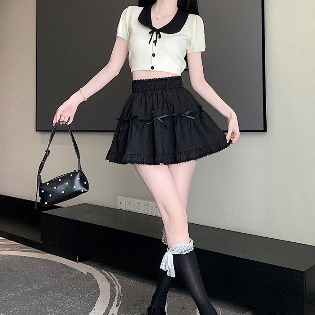 central ribbon mini skirt lf3202