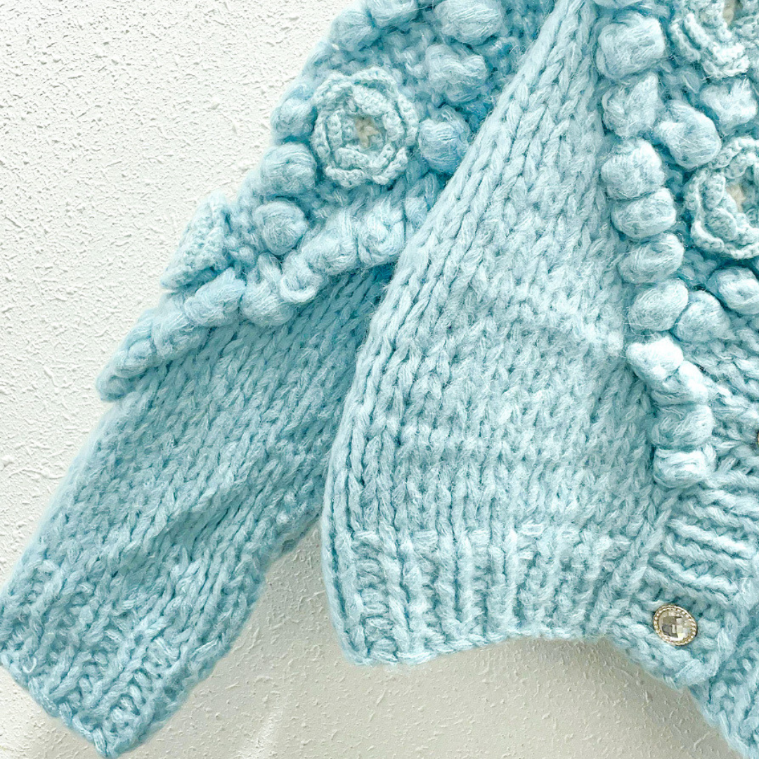 flower thick knit cardigan lf2730