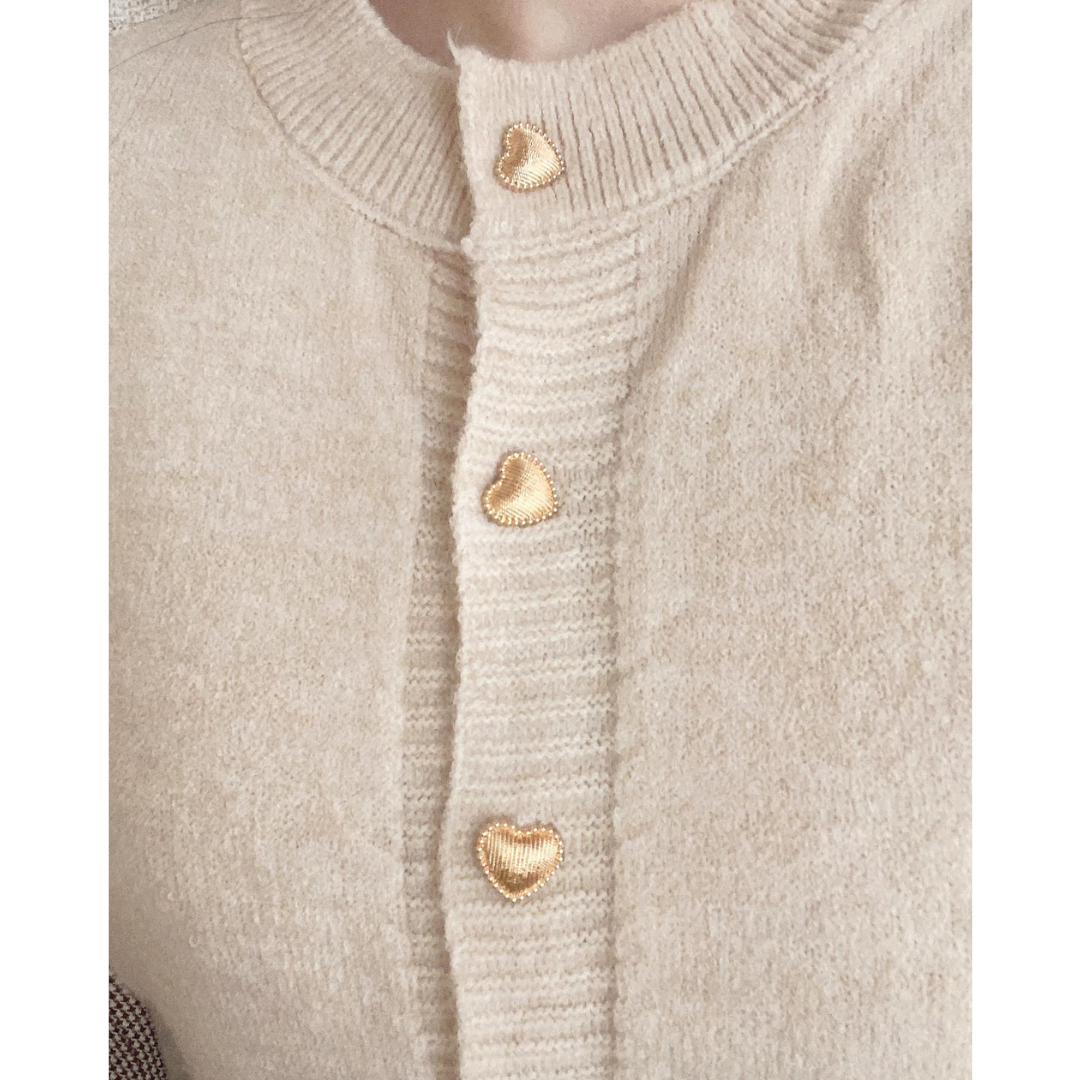 【即納】pale color heart button knit cardigan lf-s1017
