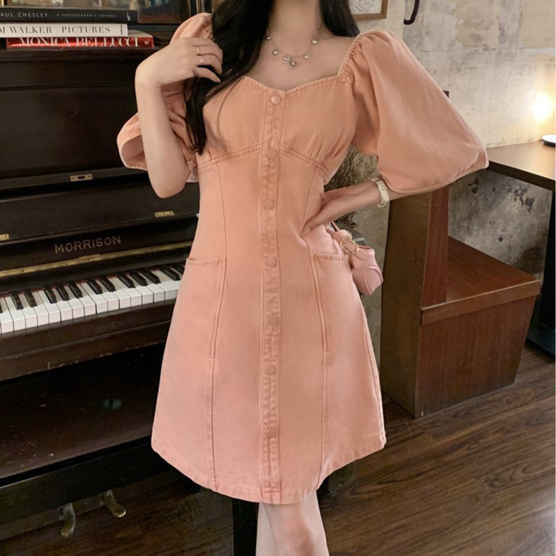 pink denim onepiece lf3250
