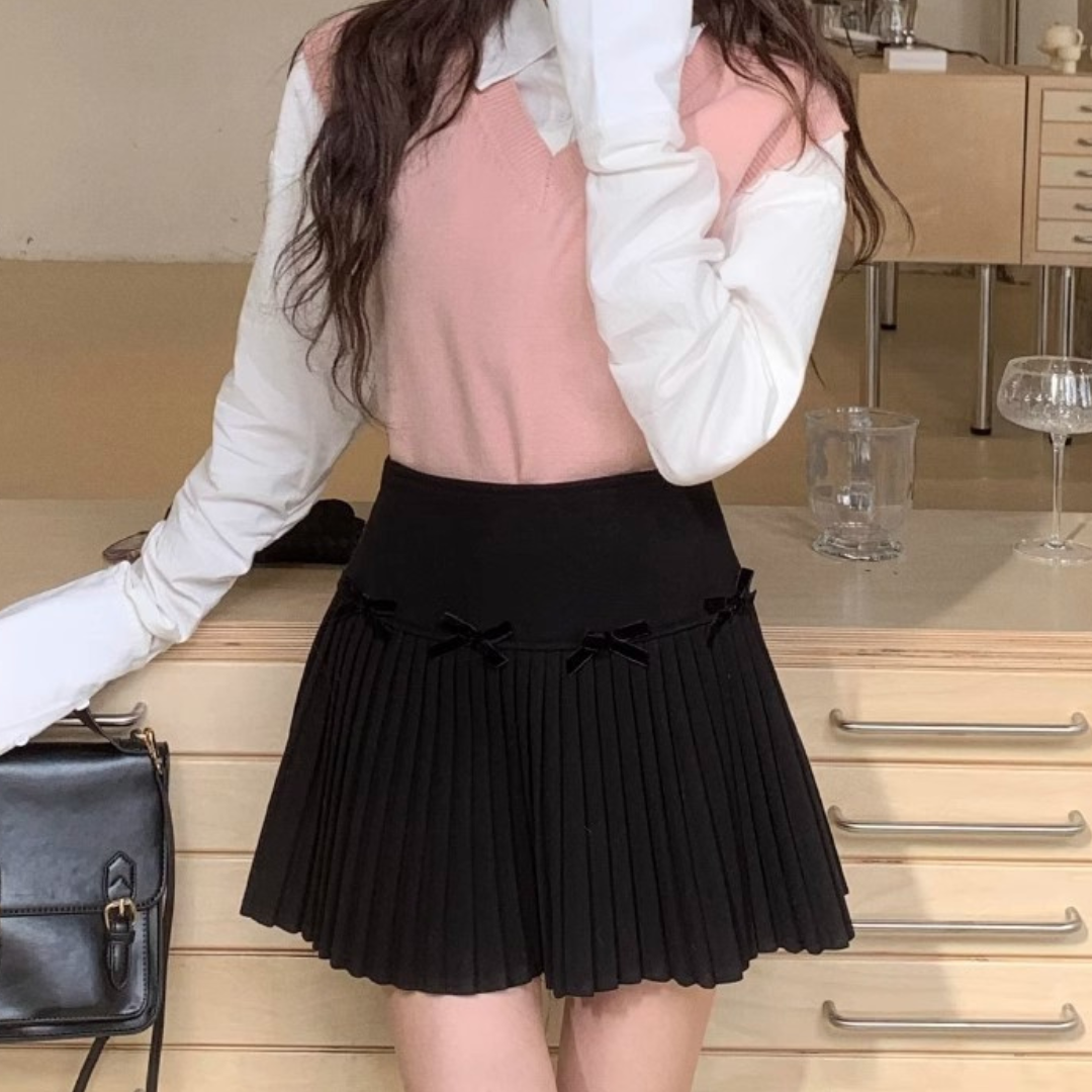 small ribbon pleated skirt lf2976