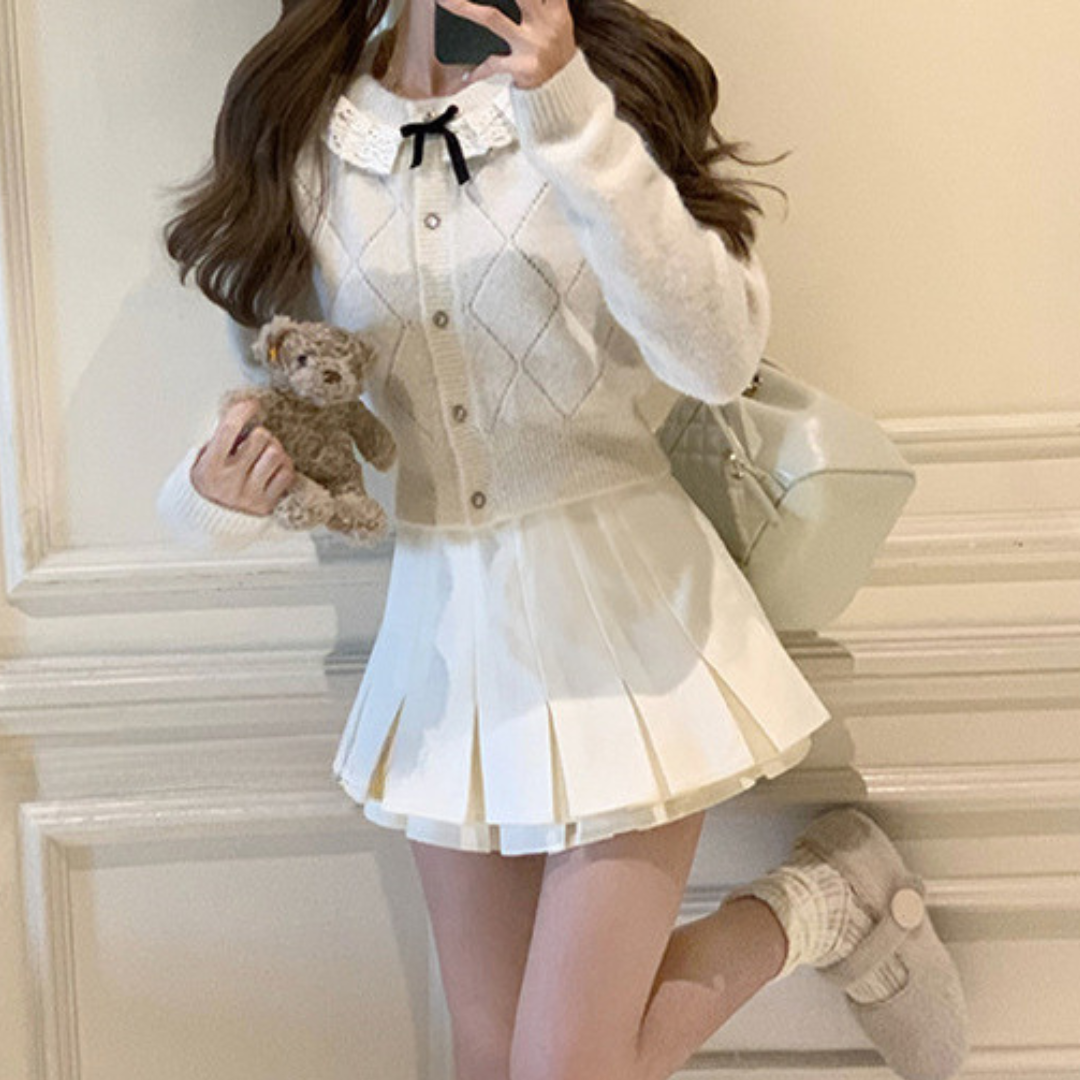 【Ranking16位】lace collar knit sweater lf2728