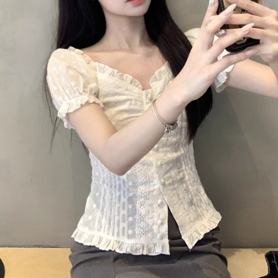 【即納】girly tight lace shirt lf3231