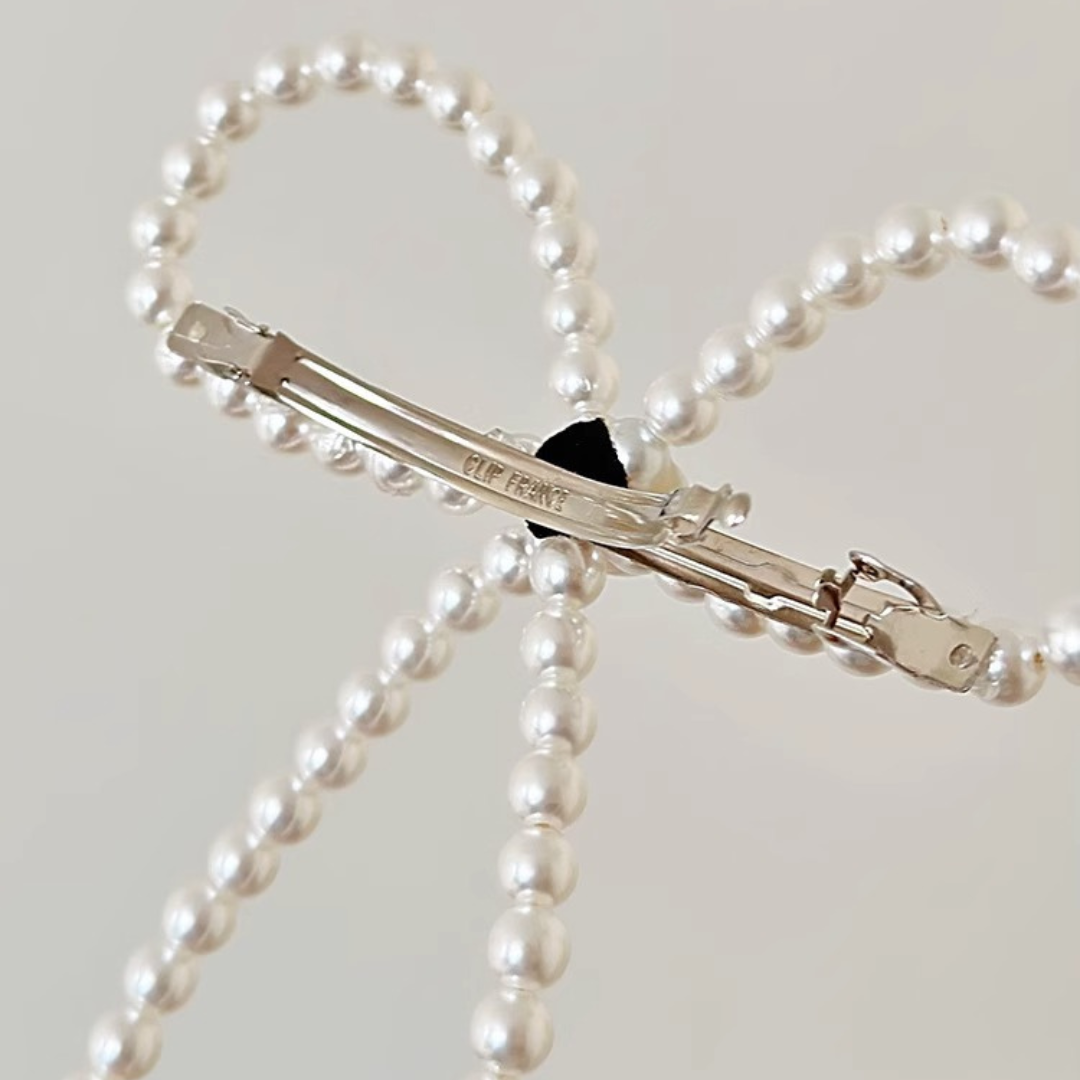 pearl ribbon barrette lf3241【即納】