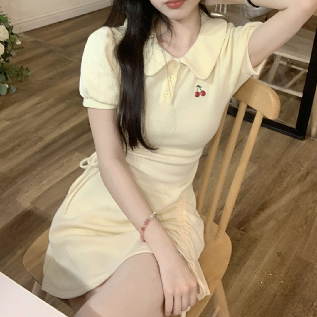 polo collar short sleeve onepiece lf3292