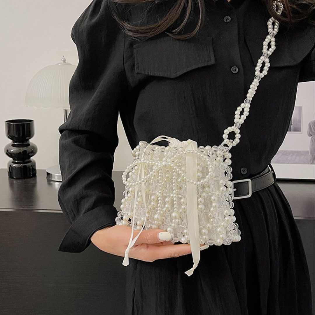 pearl bead ribbon bag lf3098