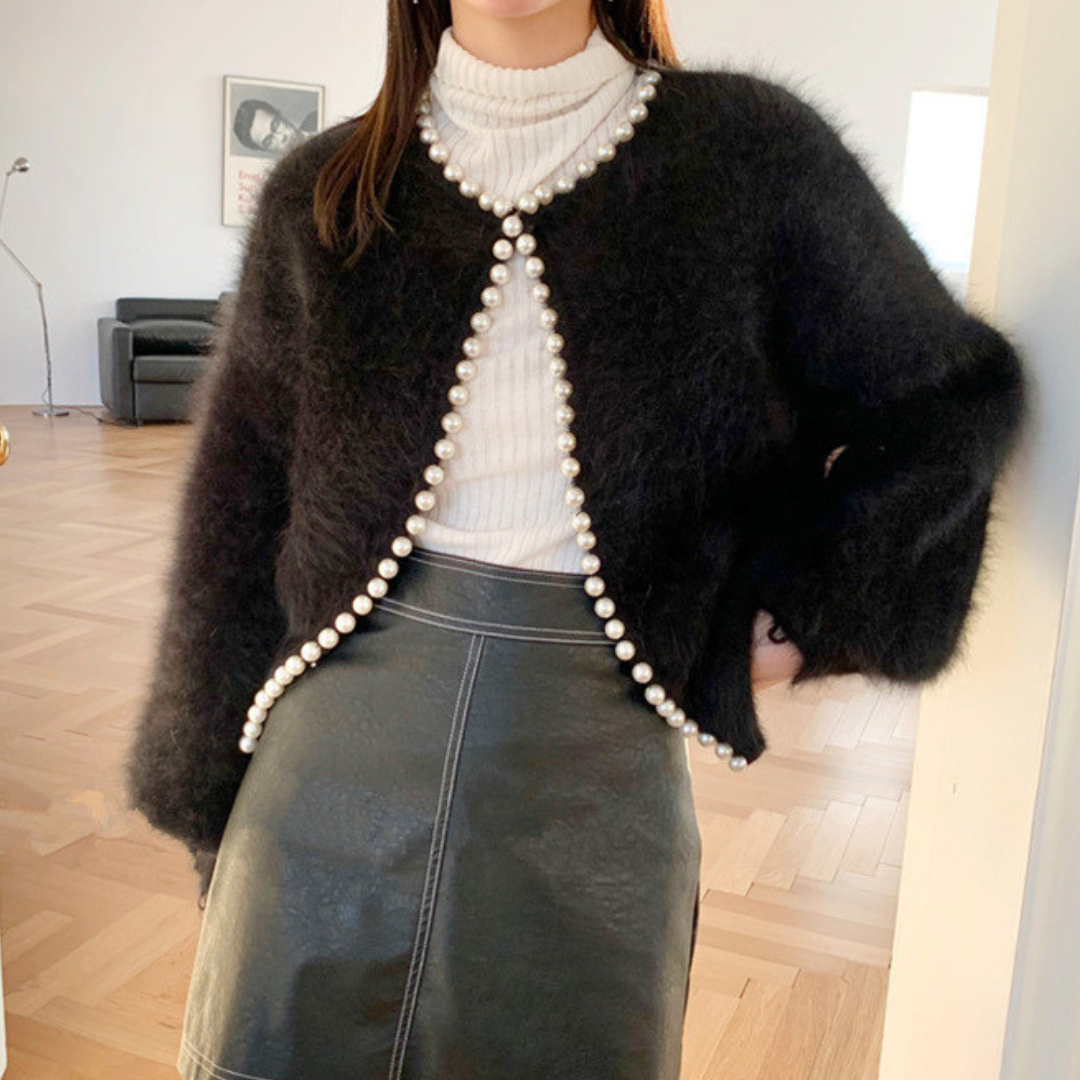 pearl mohair knit cardigan lf2546