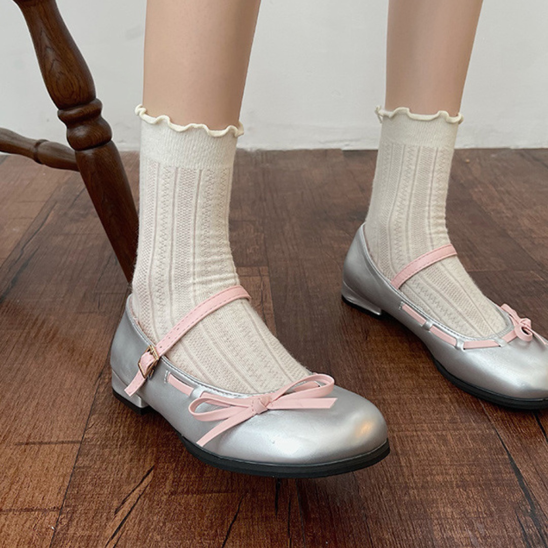 enamel ribbon shoes lf3070