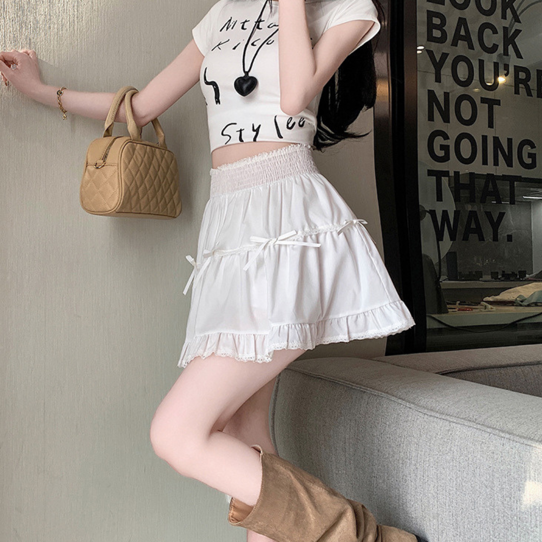central ribbon mini skirt lf3202