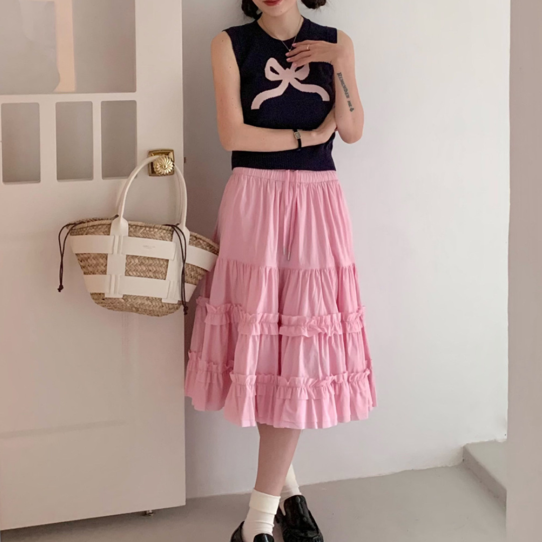 ribbon design sweater vest lf3009