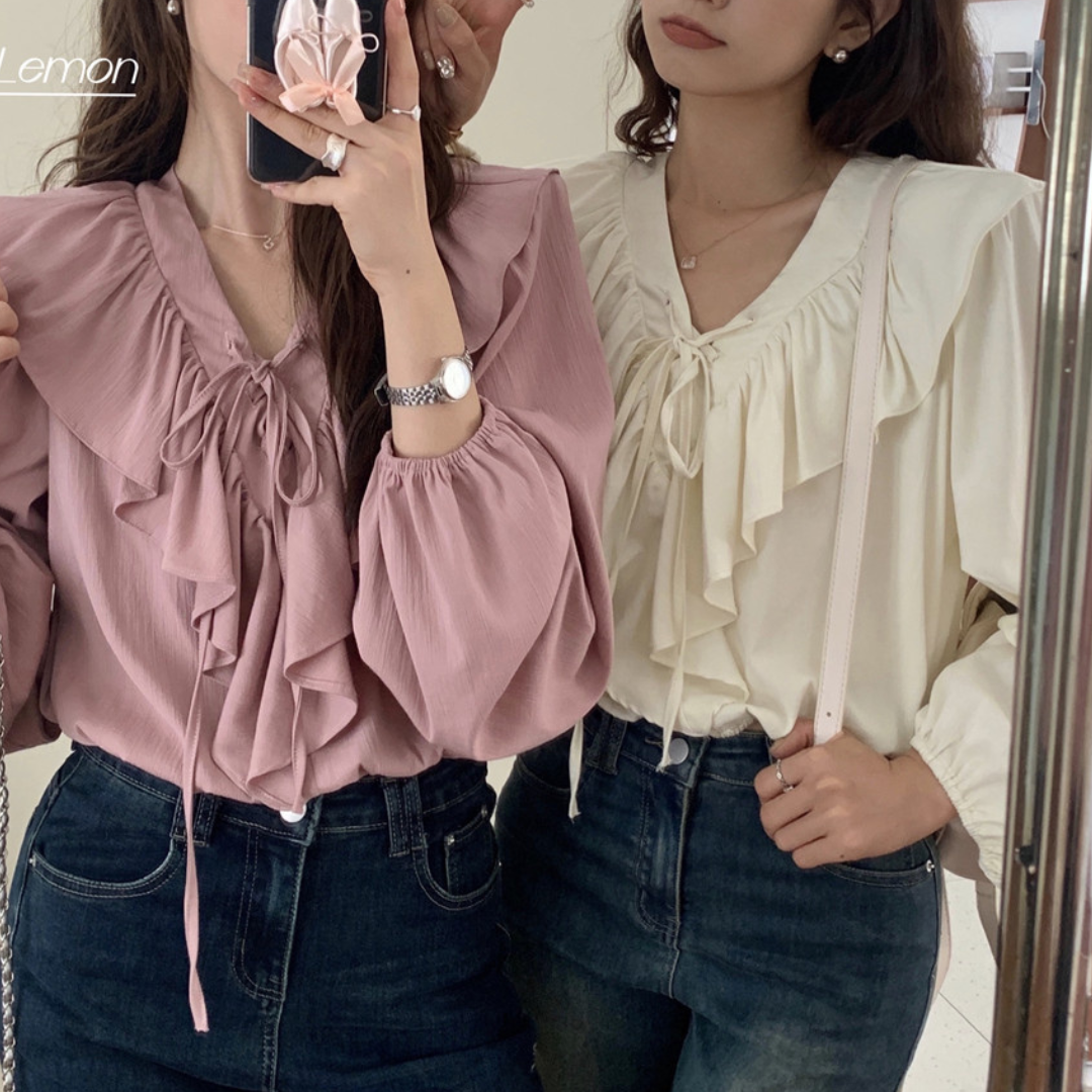 french ruffle shirt lf2693