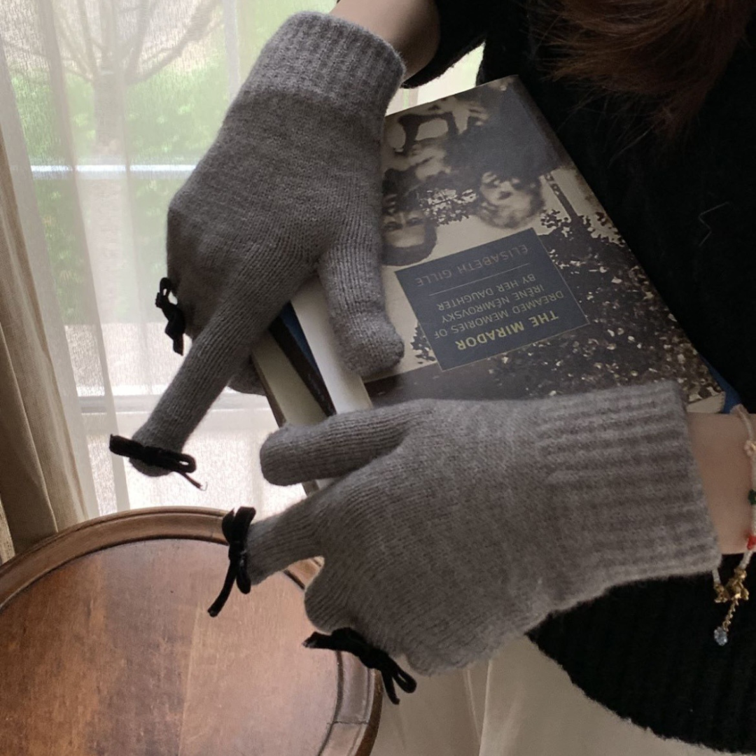 ribbon knit gloves lf2573