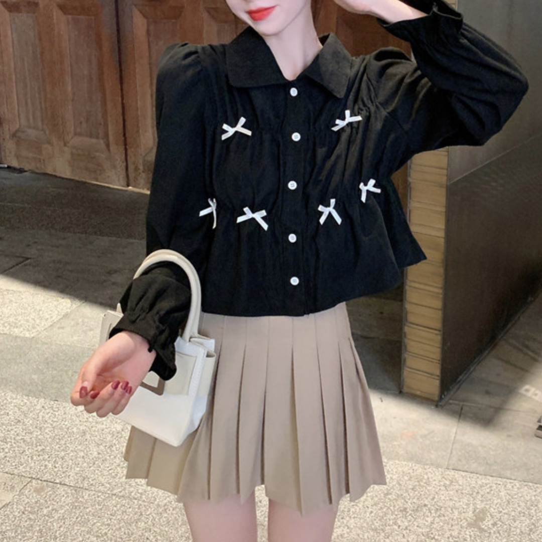 ribbon gathered shirt lf2990