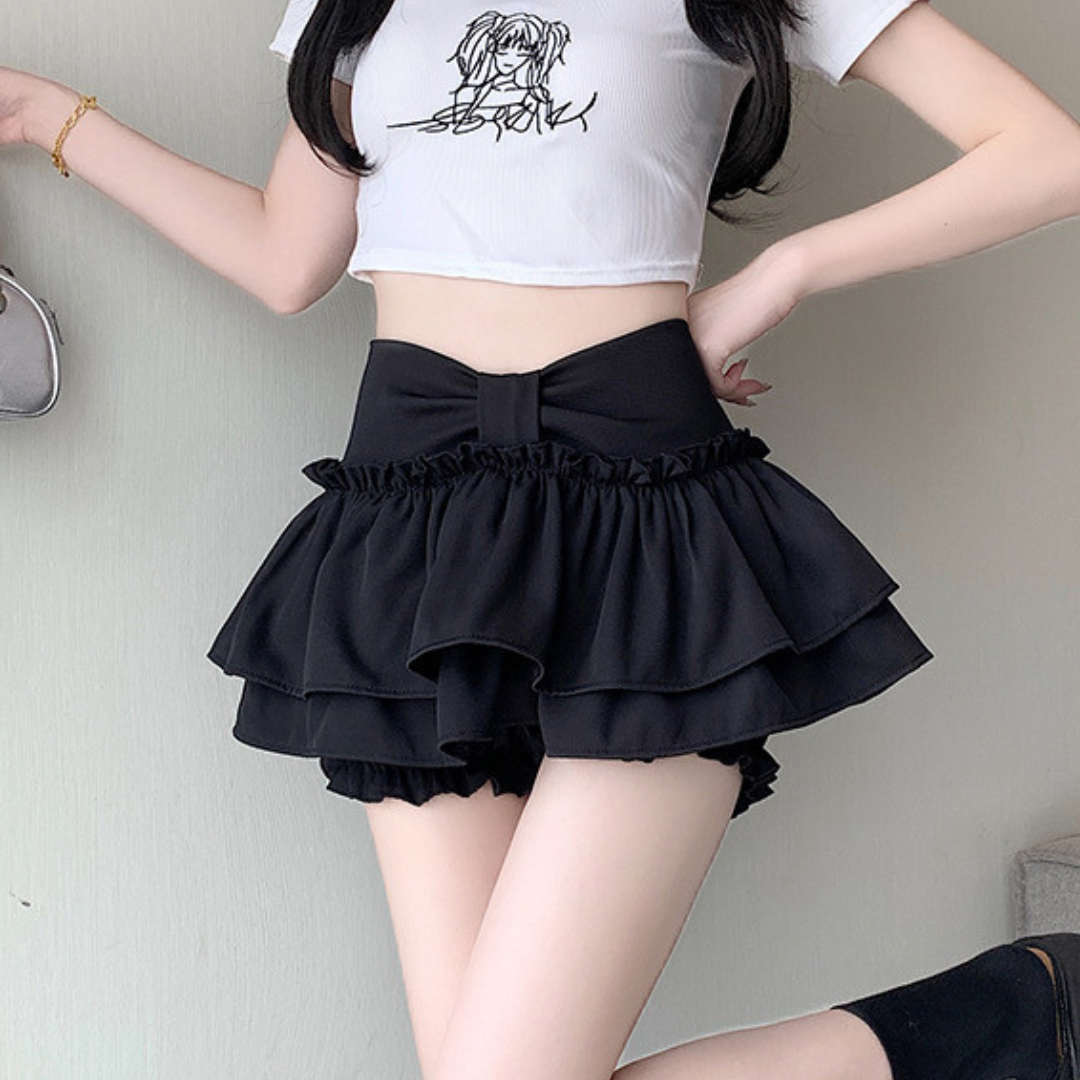 ribbon motif miniskirt lf3297