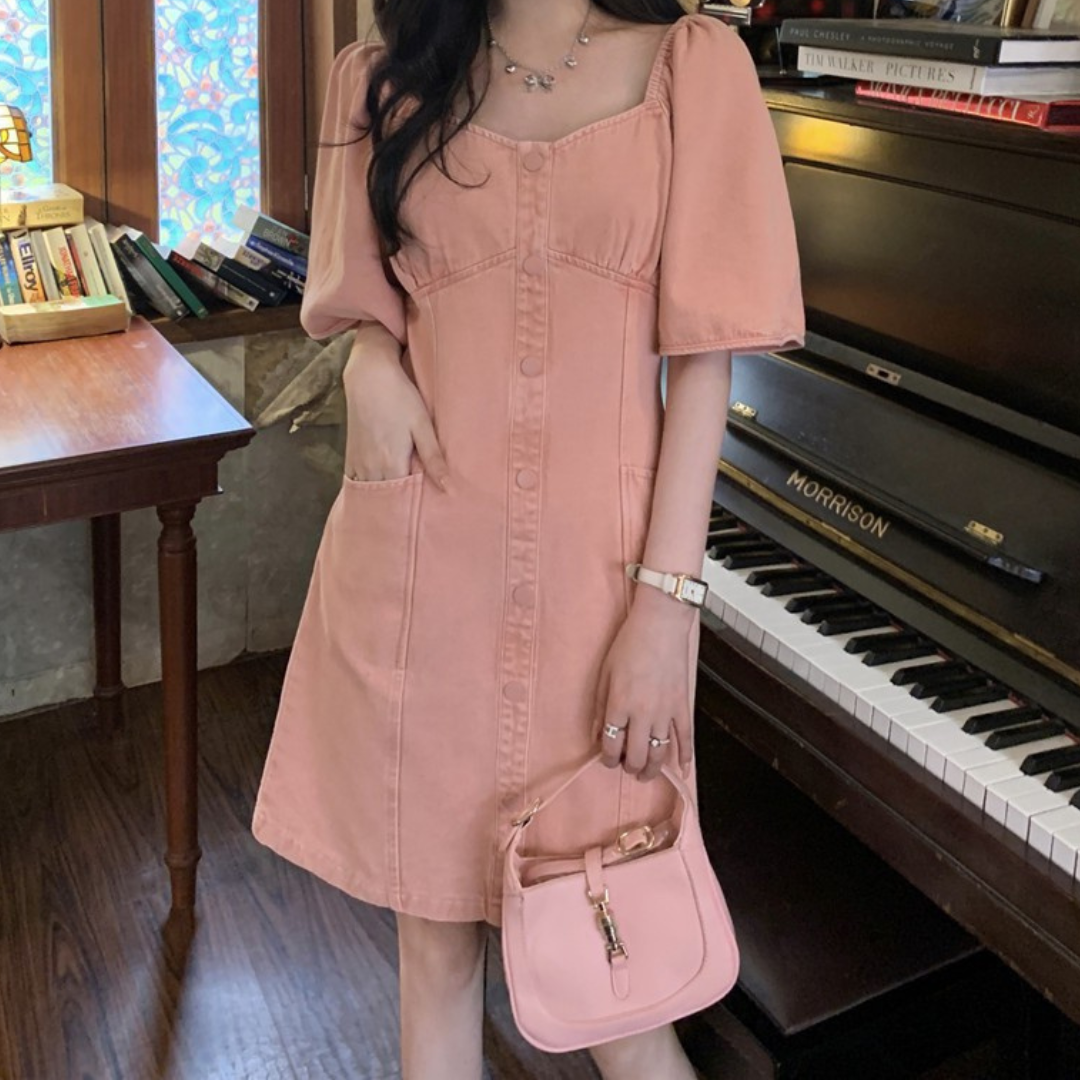 pink denim onepiece lf3250