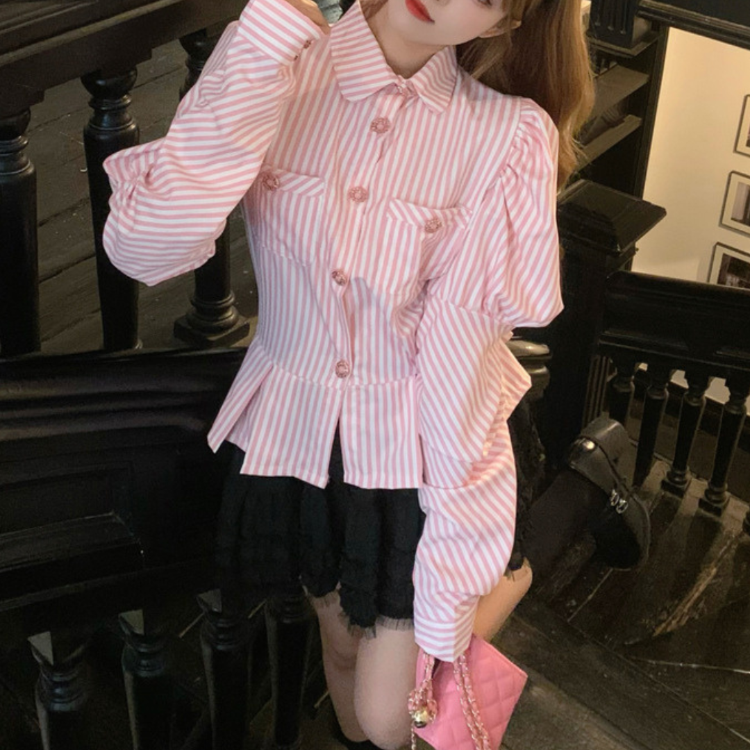 french puff sleeve shirt lf2722