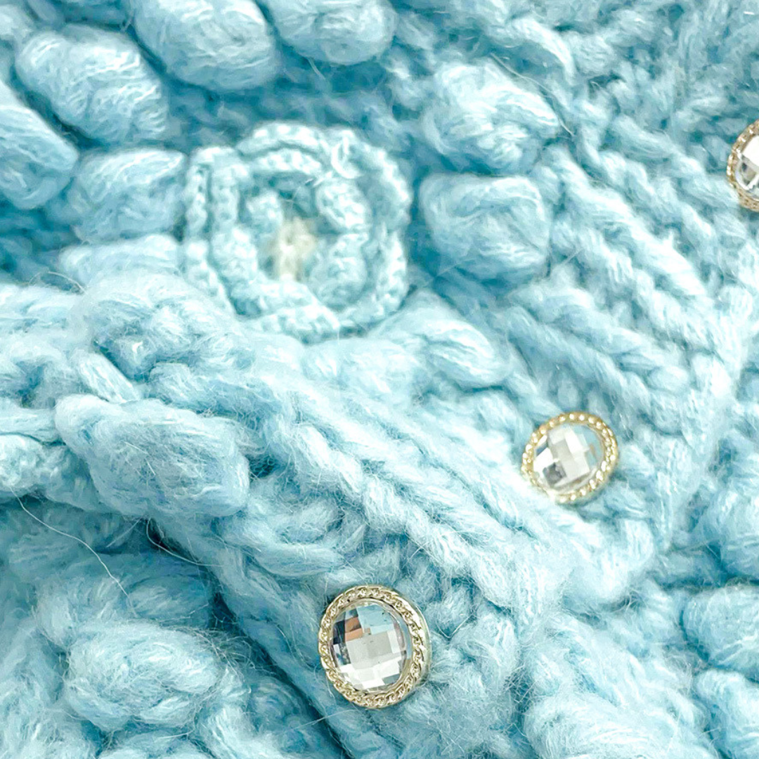 flower thick knit cardigan lf2730