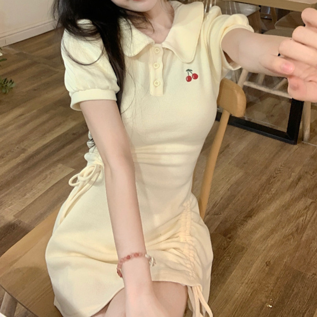 polo collar short sleeve onepiece lf3292
