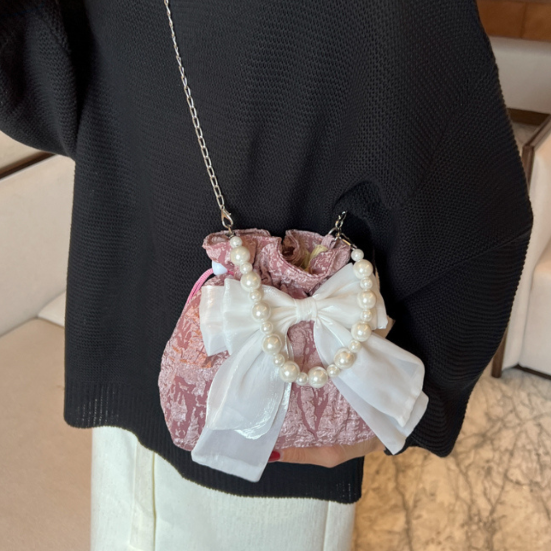 【Ranking9位】large ribbon drawstring bag lf3243
