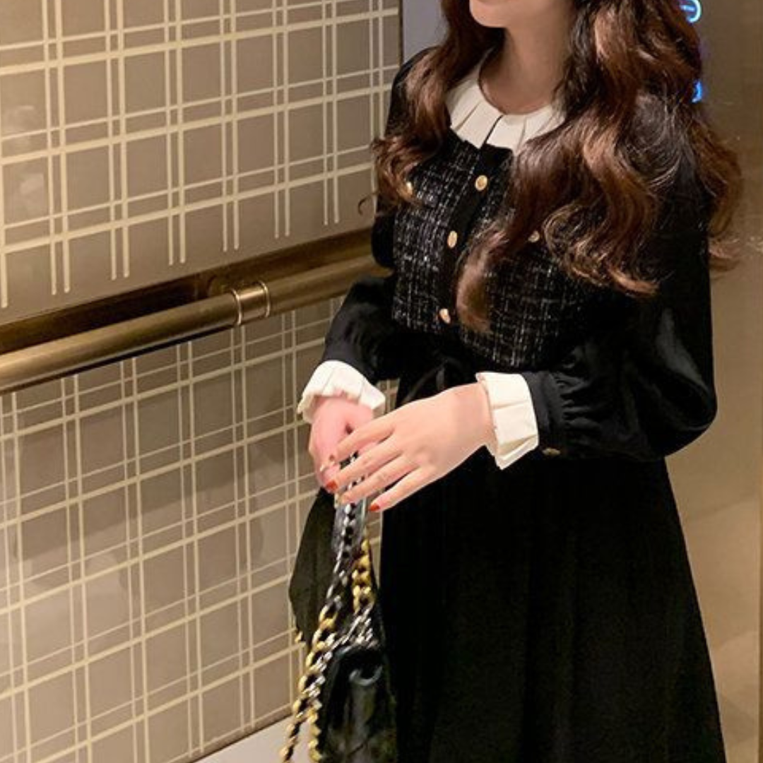 frill tweed long onepiece lf2551
