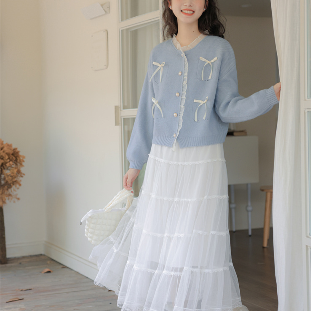 ribbon cardigan lf3325 【即納】
