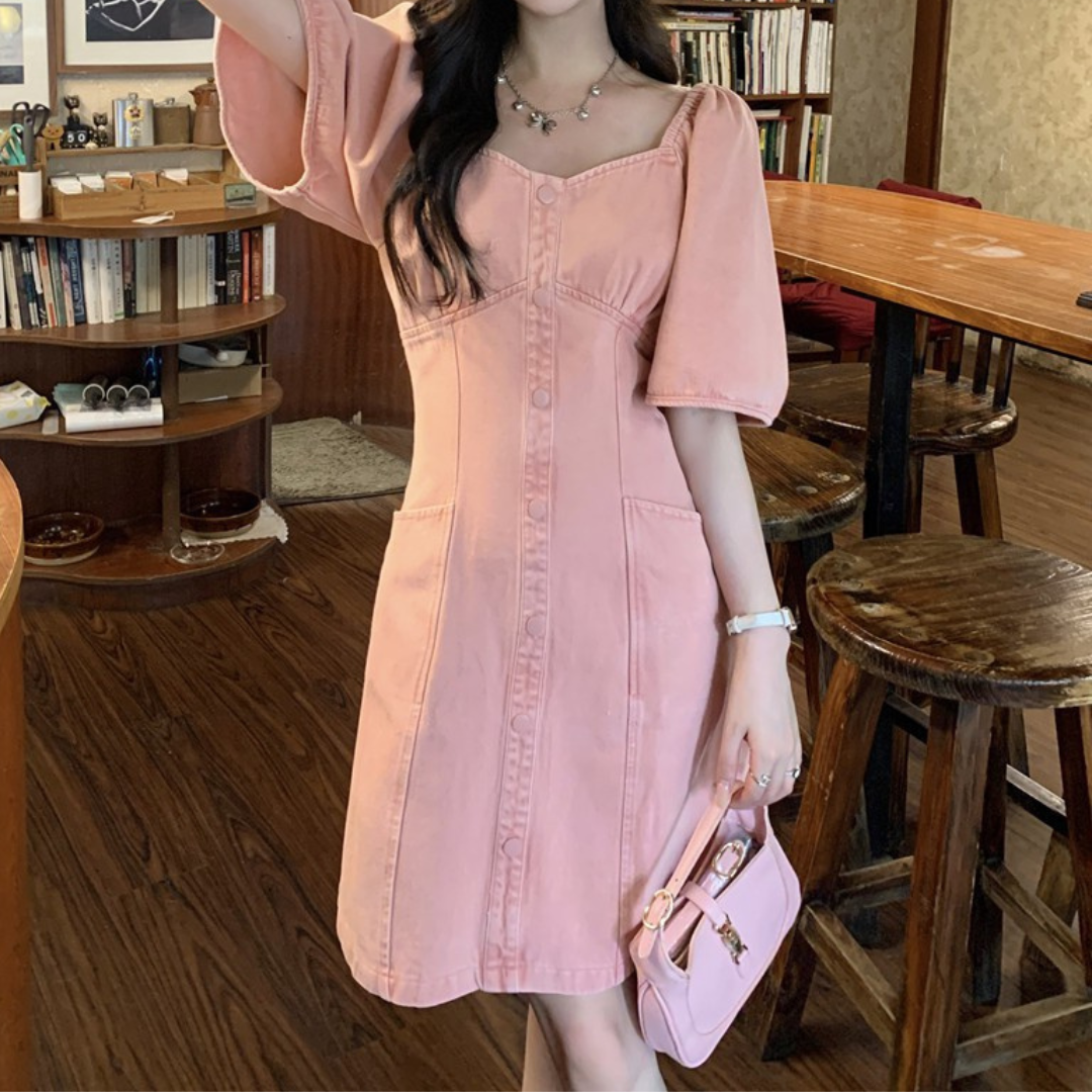 pink denim onepiece lf3250