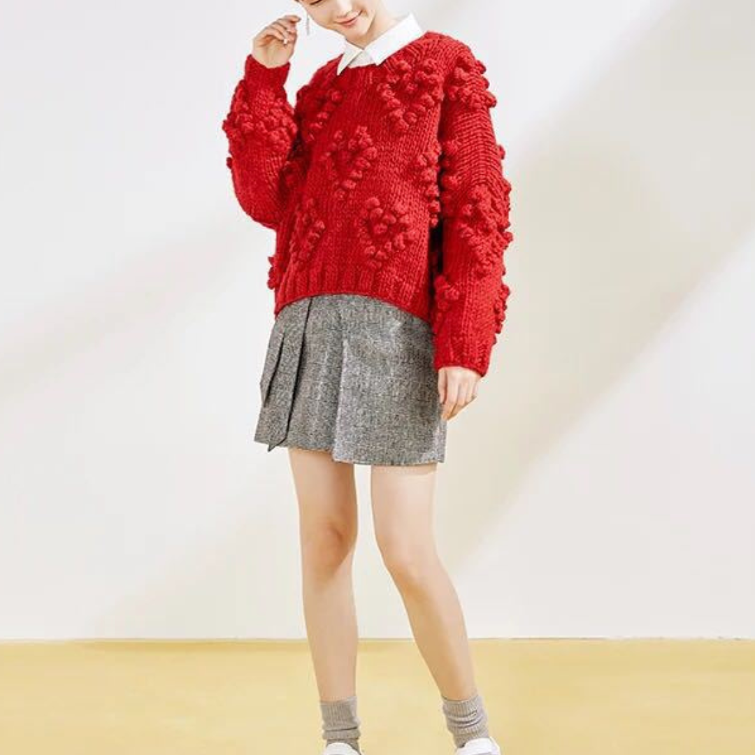 heart ponpon knit lf2732