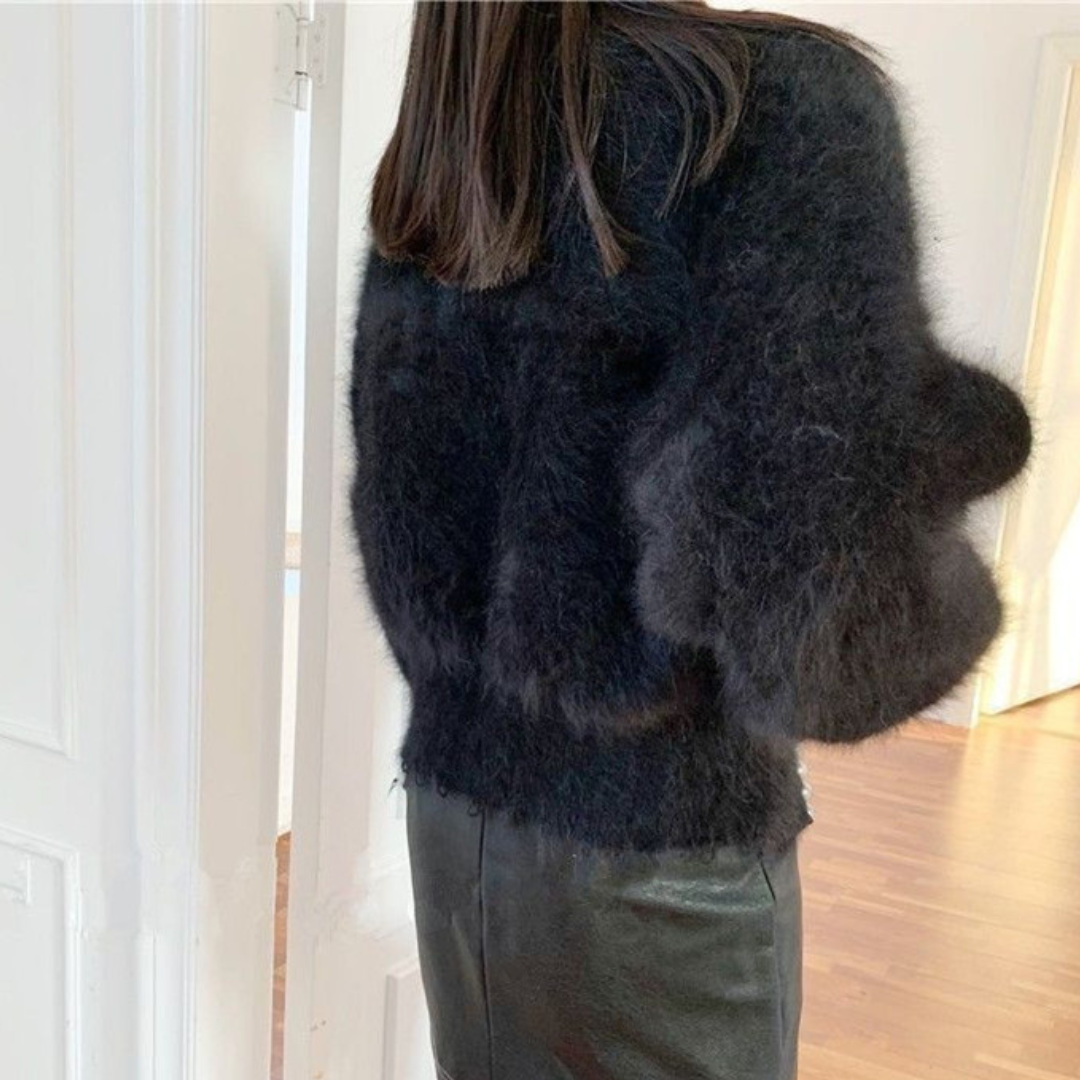 pearl mohair knit cardigan lf2546