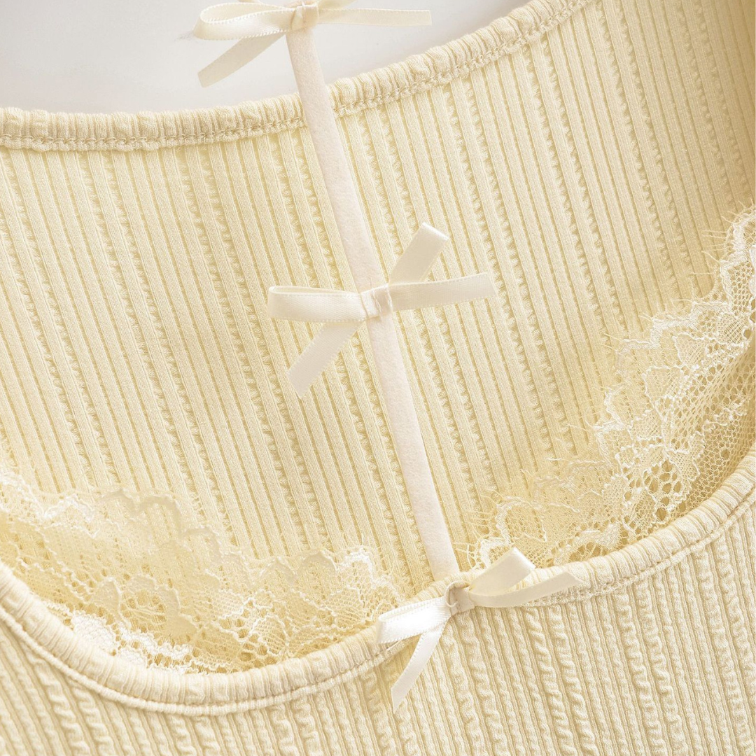 ribbon lace design stretch tops lf3212