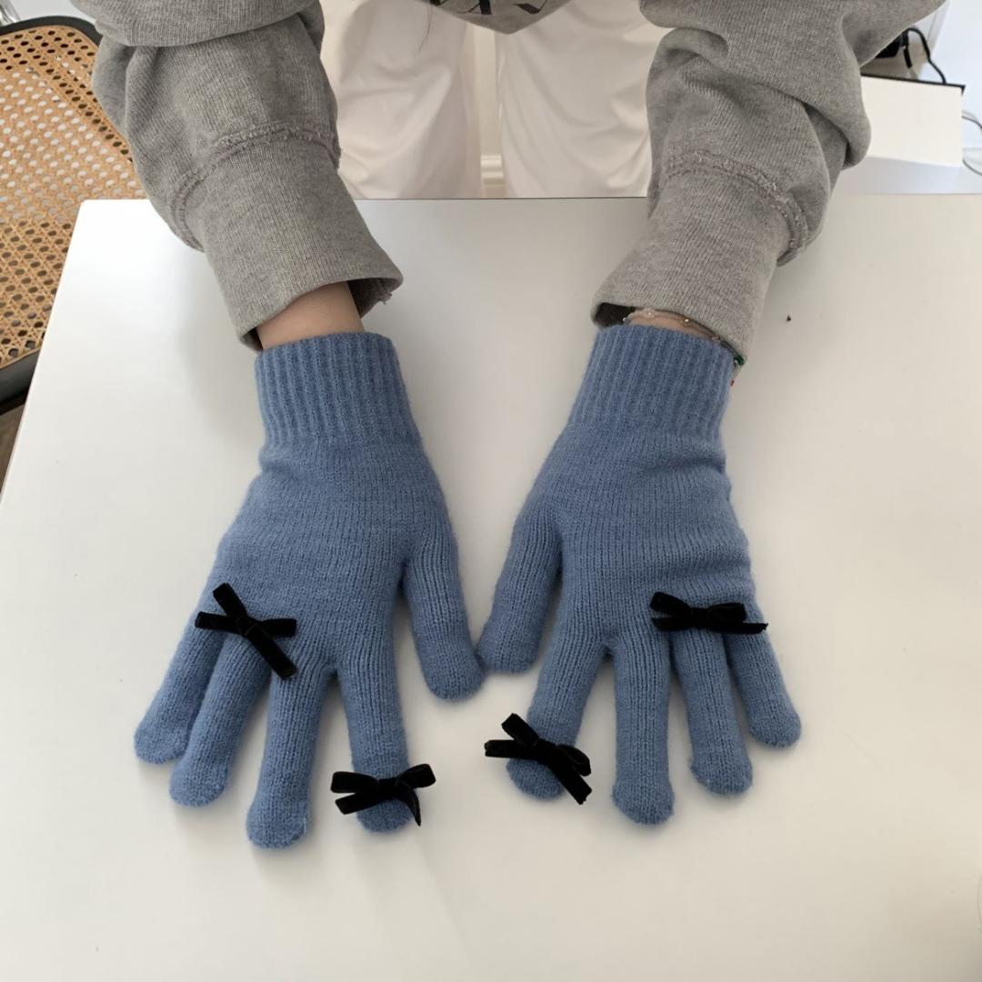 ribbon knit gloves lf2573