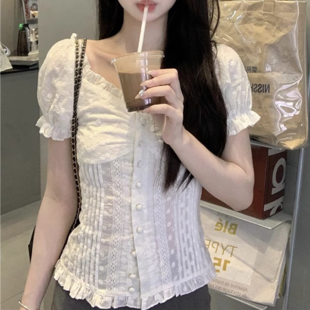 【即納】girly tight lace shirt lf3231