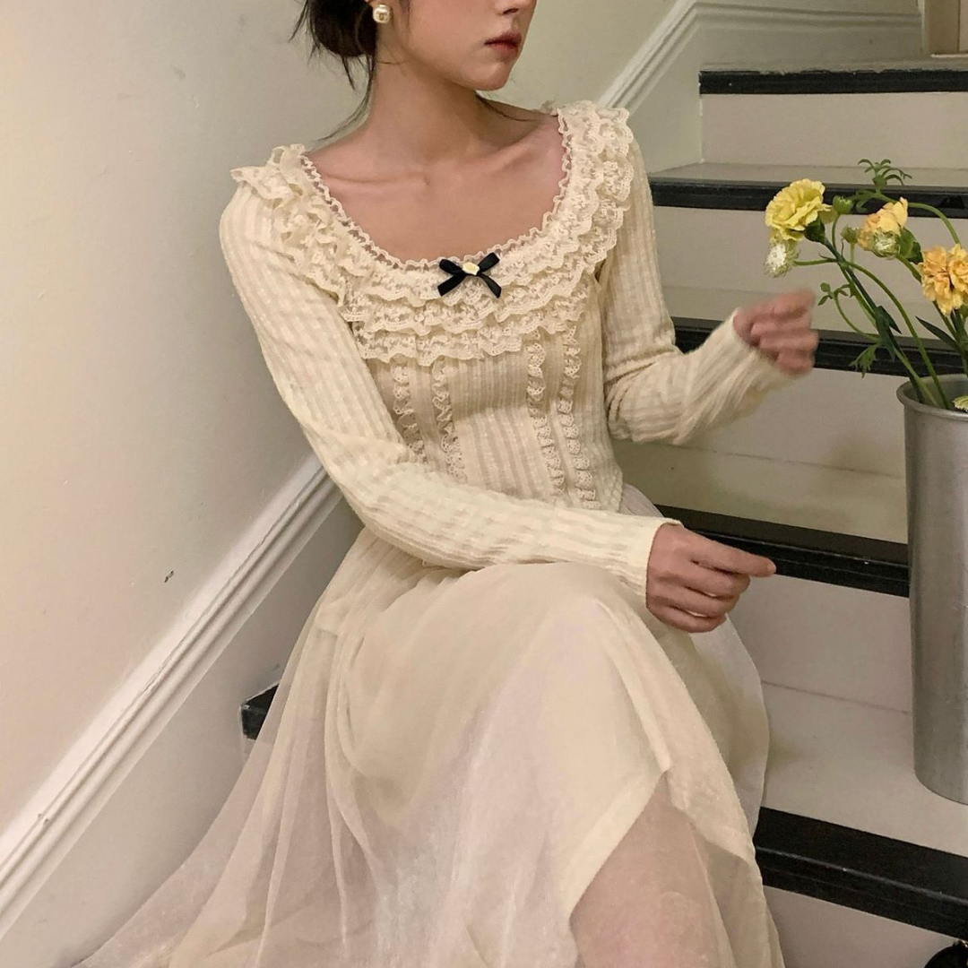 lace ruffle lovely tops lf3116