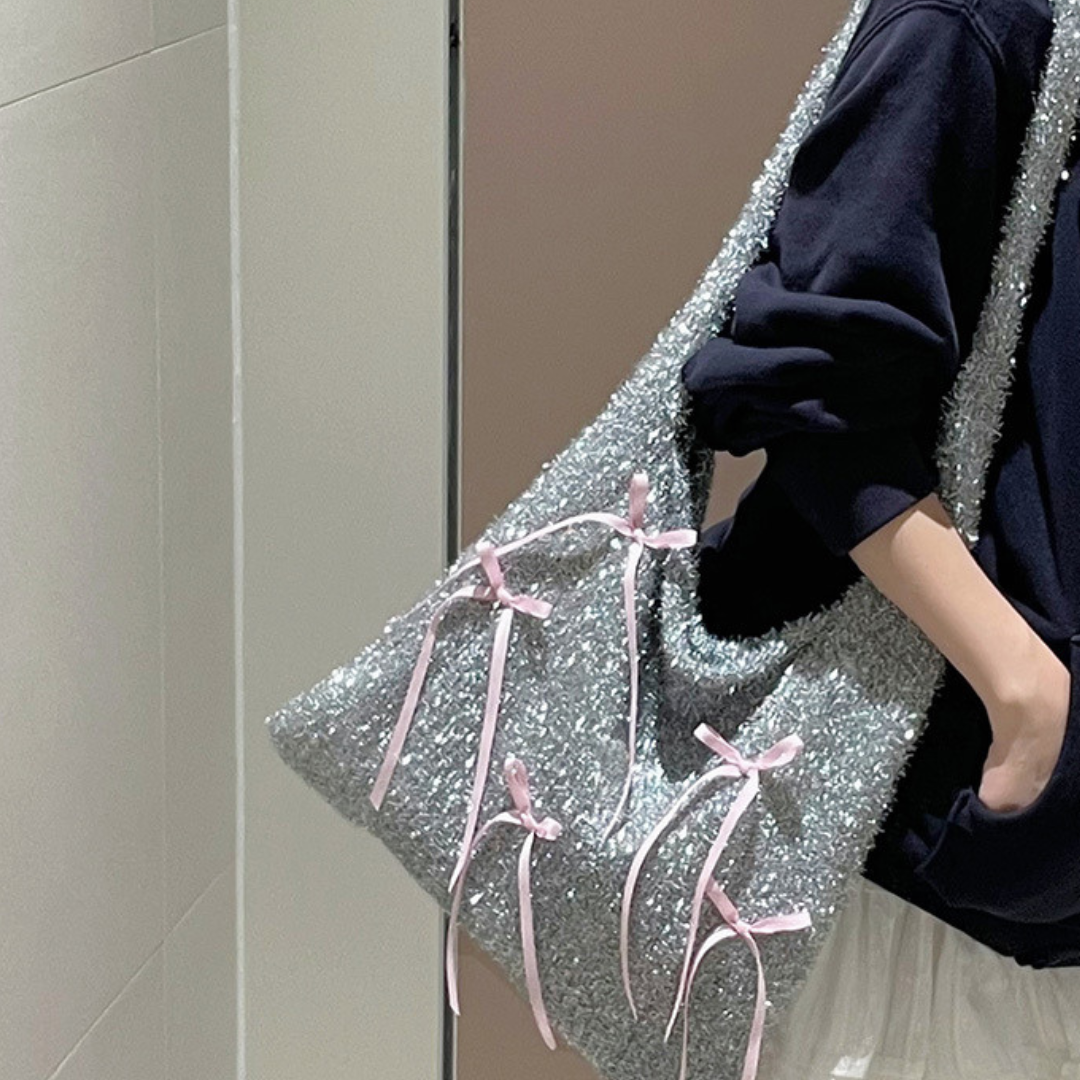 sparkly ribbon tote bag lf3178