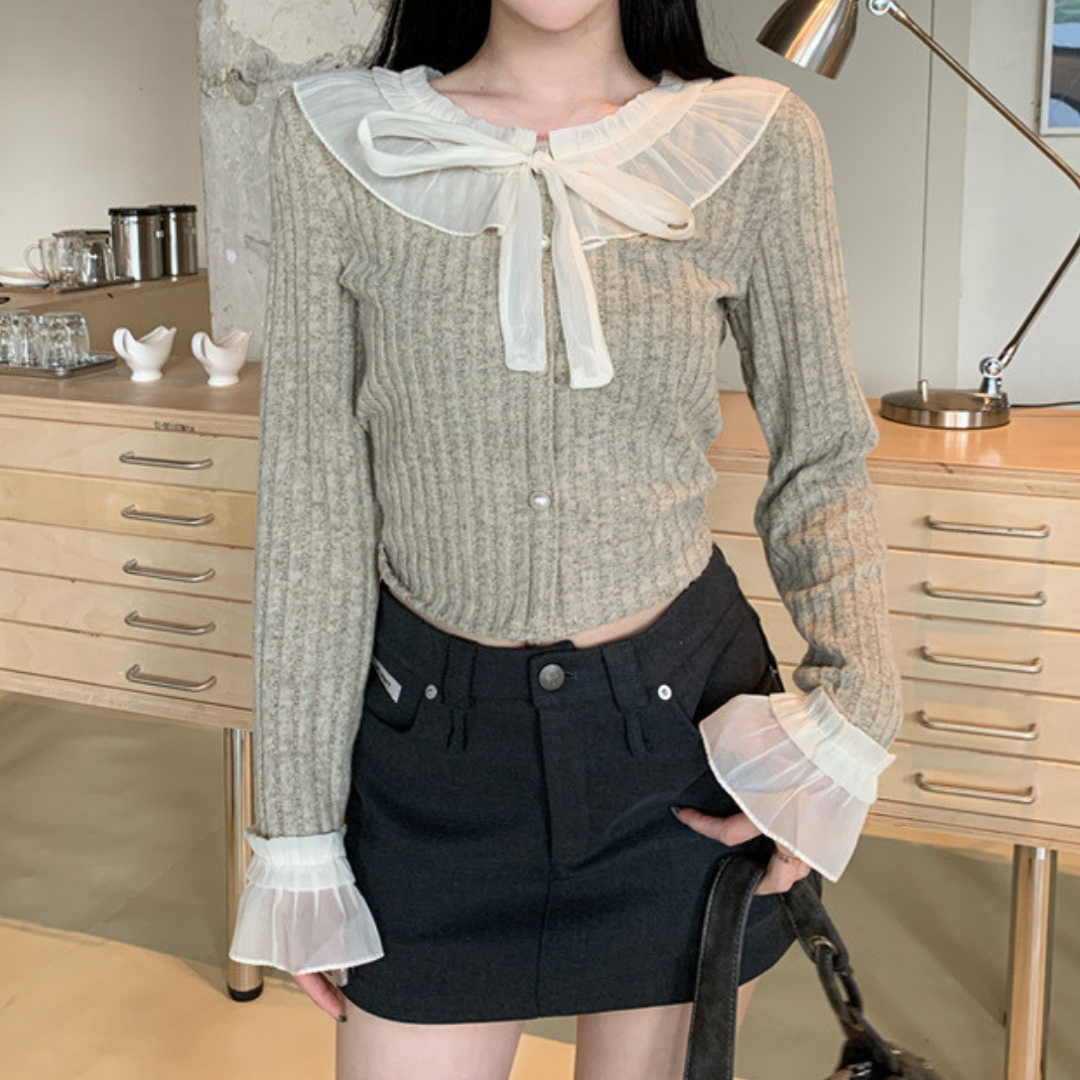 round neck chiffon top lf2897