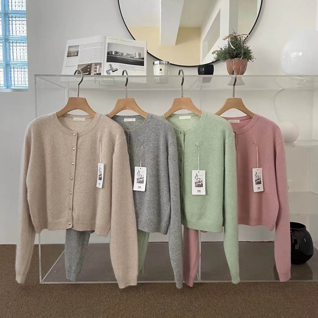 【即納】pale color heart button knit cardigan lf-s1017