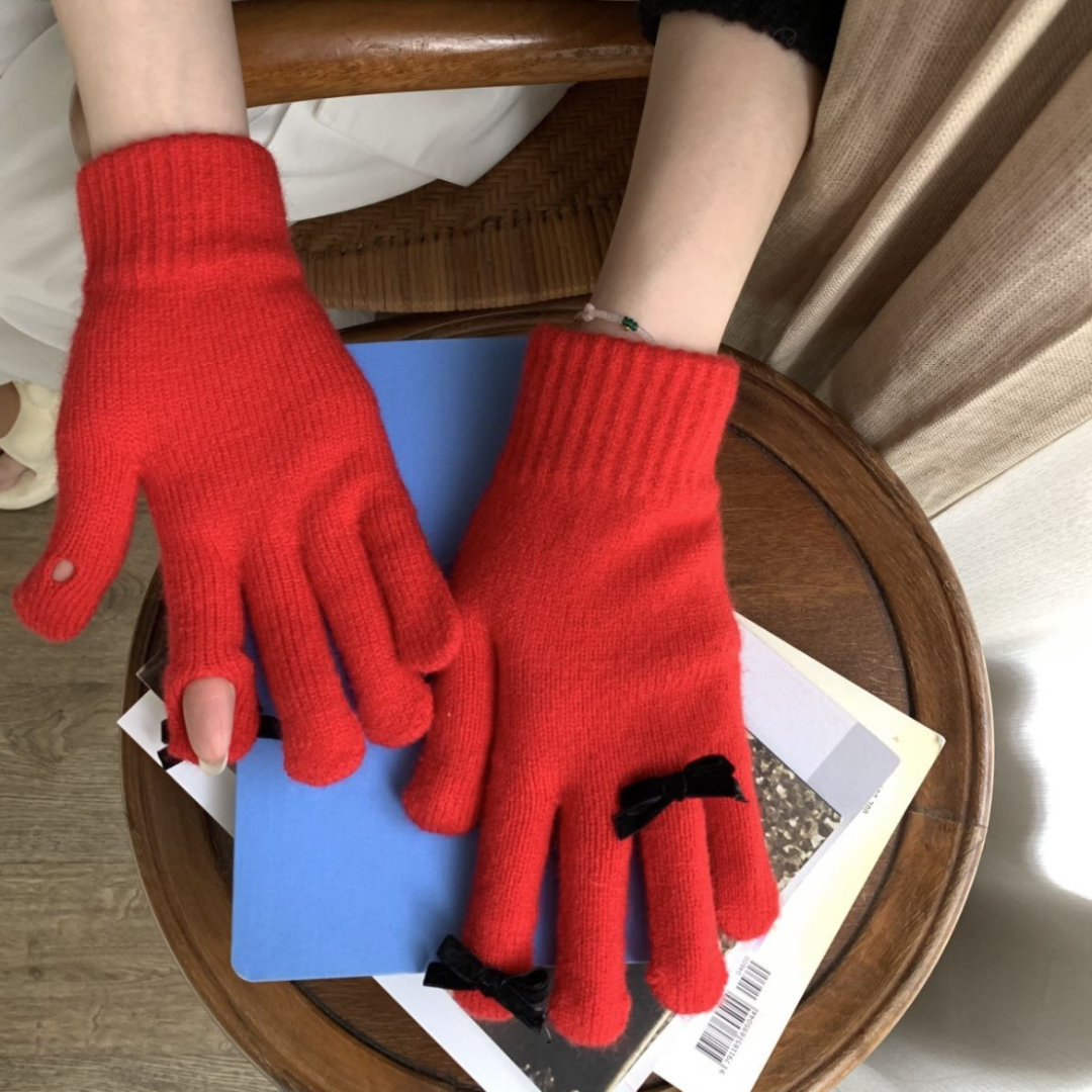 ribbon knit gloves lf2573